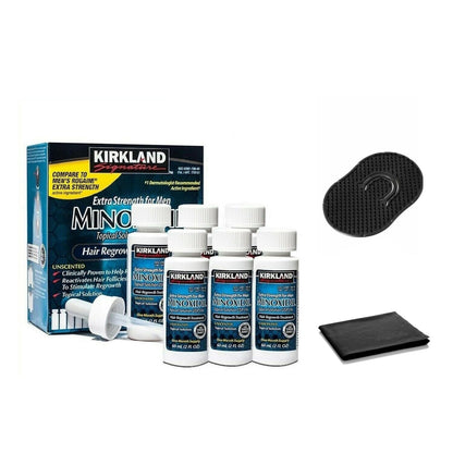 Minoxidil for Men 5% Topical Solution Extra Strength Hair Regrowth Treatment, Dropper Applicator Included (6 month supply), 6 x 2 Fl Oz Clear, W/Massager for Improved Hair Growth