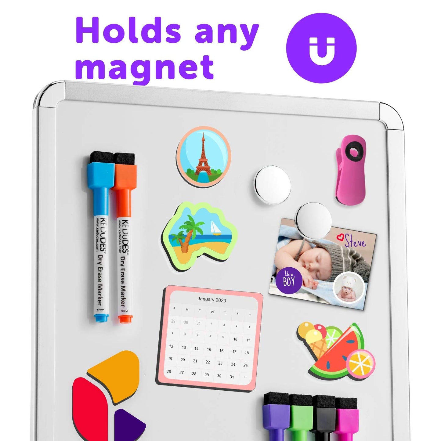 Magnetic Small White Board Dry Erase 11’’x14’’ - Mini Dry Erase Board Magnetic with 6 Markers, Personal Whiteboard Magnetic for Refrigerator Wall, White Boards, Small Magnetic Whiteboard for Fridge