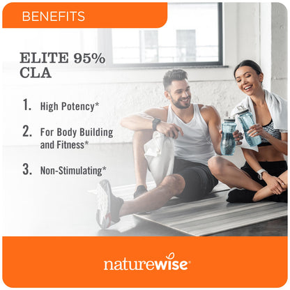 NatureWise CLA 1300 - CLA Supplement w/ 95% Active Conjugated Linoleic Acid for Women and Men, Non-Stimulating, Supports Weight & Fitness Goals - Non-GMO, Gluten Free - 180 Softgels[2-Month Supply]