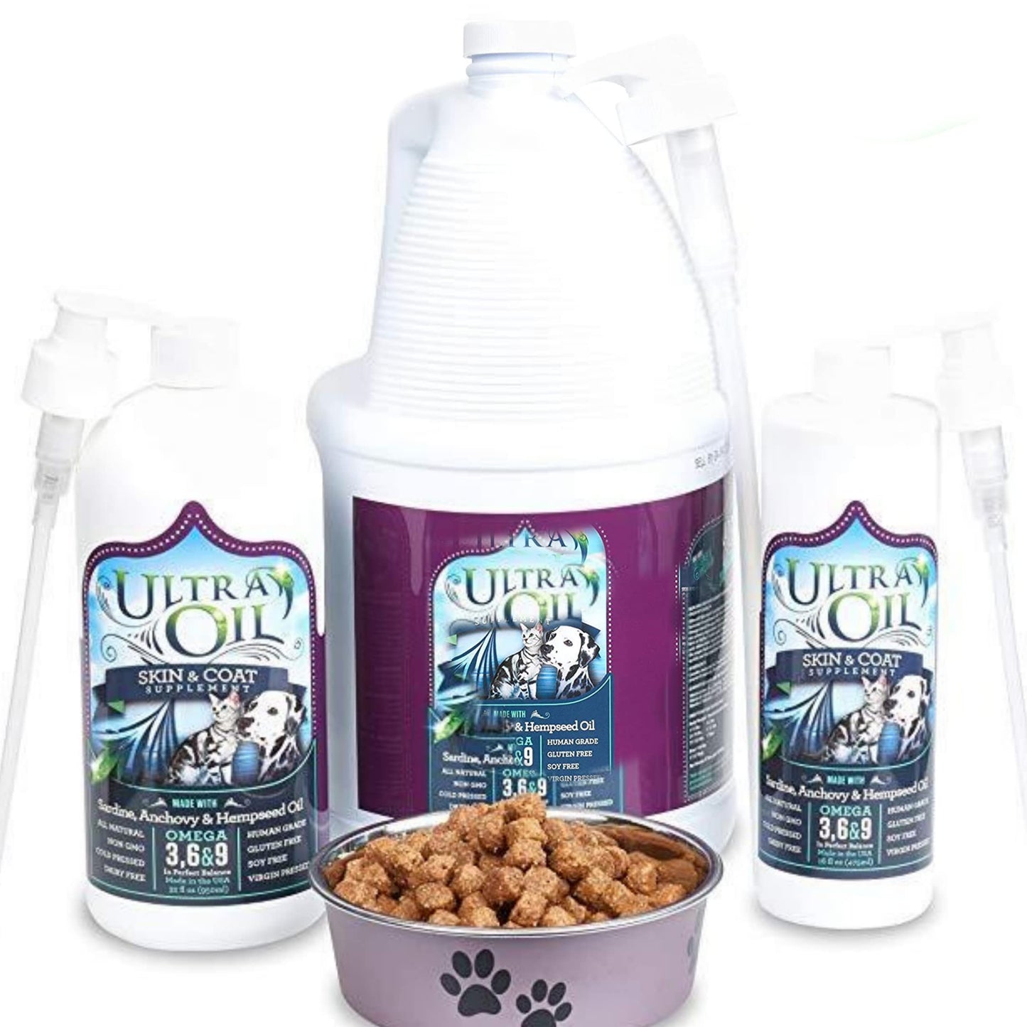 Ultra Oil Skin & Coat Supplement for Dogs & Cats with Hemp, Flaxseed, Grape Seed, Fish Oils - 16oz