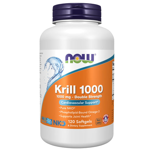 NOW Supplements, Neptune Krill, Double Strength 1000 mg, Phospholipid-Bound Omega-3, 120 Softgels