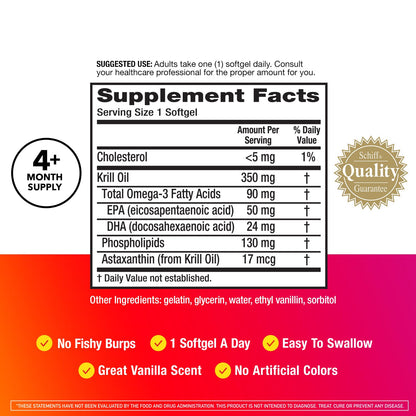 MegaRed Krill Oil 350mg Omega 3 Supplement, 1 Dr Recommended Krill Oil Brand with EPA, DHA, Astaxanthin & Phopholipids, Supports Heart, Brain, Joint and Eye Health - 130 Softgels (130 Servings)