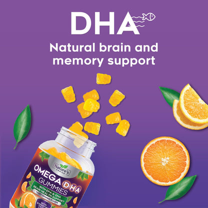 Omega 3 Fish Oil Gummies - Triple Strength Omega 3 Fish Oil Gummy Vitamins with High Absorption EPA & DHA Fatty Acids, Burpless Fish Oil Supplement, Nature's Heart Health, Orange Flavor - 60 Gummies