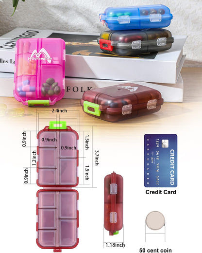 4PS Travel Pill Organizer with 164 Slice Labels，10 Compartments Travel Pill Box Portable Folding Small Pill Case Daily Pill Container Used for Carry Storage Medicine Organizer by M MUchengbao