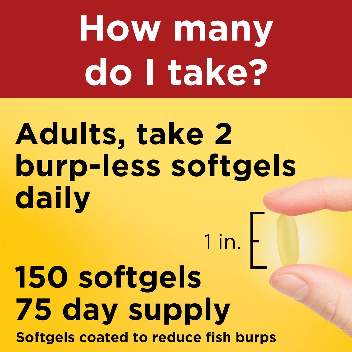 Nature Made Burpless Omega 3 Fish Oil Softgels - 1000mg for Heart Health, 150 Softgels, 75 Day Supply