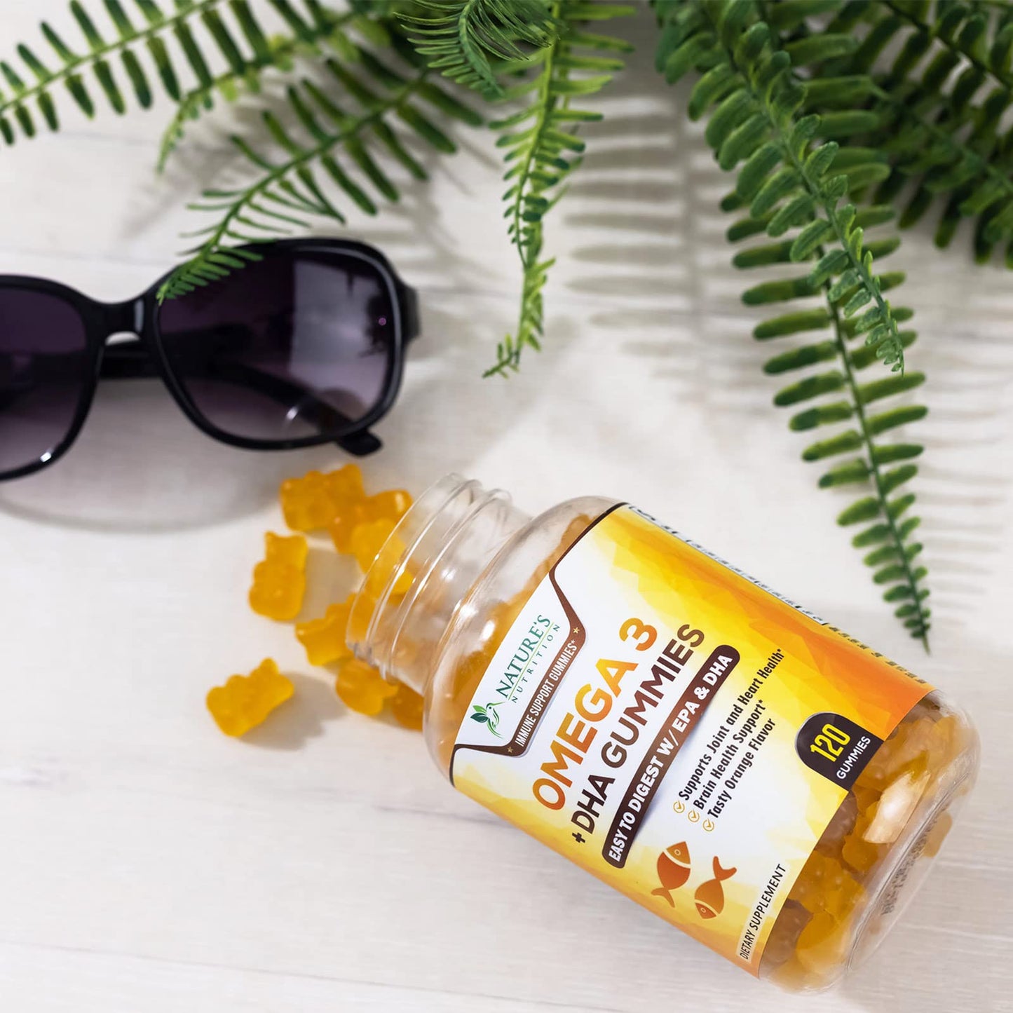 Omega 3 Fish Oil Gummies, Heart Healthy Omega 3 Gummy Supplement with High Absorption DHA & EPA, Extra Strength Joint & Brain Support, Omega 3 Fish Oil Nature's Vitamin, Orange Flavor - 120 Gummies