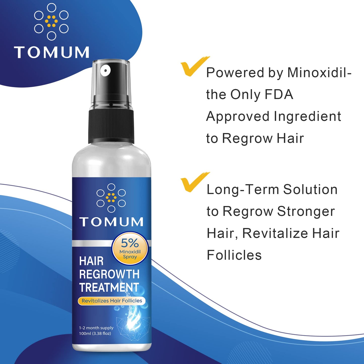 RELLET 5% Minoxidil Hair Growth Spray For Men and Women 100Ml Hair Regrowth Treatment Serum For Stronger Thicker Longer Hair Help to Stop Thinning and loss hair 2 Month supply