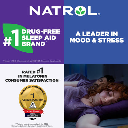 Natrol Sleep Melatonin 5mg Fast Dissolve Tablets, Nighttime Sleep Aid for Adults, 200 Strawberry-Flavored Melatonin Tablets, 200 Day Supply