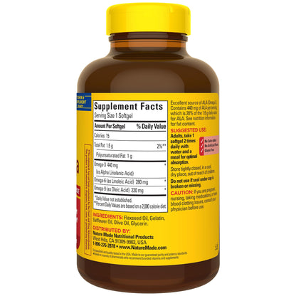 Nature Made Triple Omega 3 6 9, Flaxseed, Safflower, & Olive Oils, Healthy Heart Support, Fish Free Omega 3 Supplement, 150 Softgels, 75 Day Supply