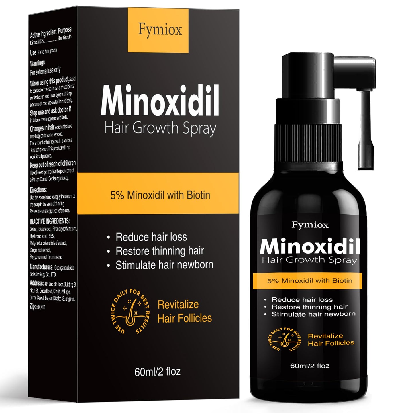 5% Minoxidil for Men and Women Hair Growth Oil, Minoxidil 5 Percent Spray, Biotin Hair Growth Serum, Natural Hair Regrowth Treatment for Hair Loss Hair Thinning, Thicker Fuller Healthier Hair 60ml