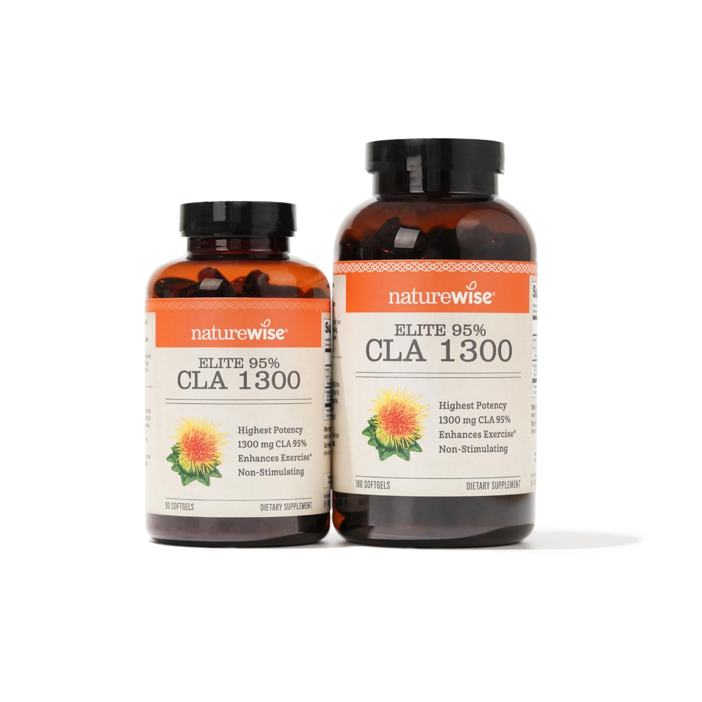 NatureWise CLA 1300 - CLA Supplement w/ 95% Active Conjugated Linoleic Acid for Women and Men, Non-Stimulating, Supports Weight & Fitness Goals - Non-GMO, Gluten Free - 180 Softgels[2-Month Supply]