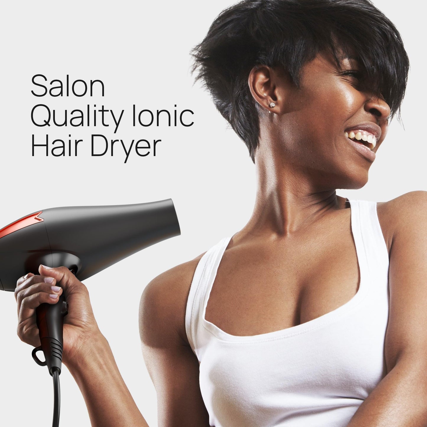 Diffuser Hair Dryer, 2200 Watt Professional Ionic Salon Blow Dryer, Ceramic Tourmaline Hairdryer with 2 Concentrator Nozzle Attachments, Pro Ion Quiet Dryers - Best Soft Touch Body