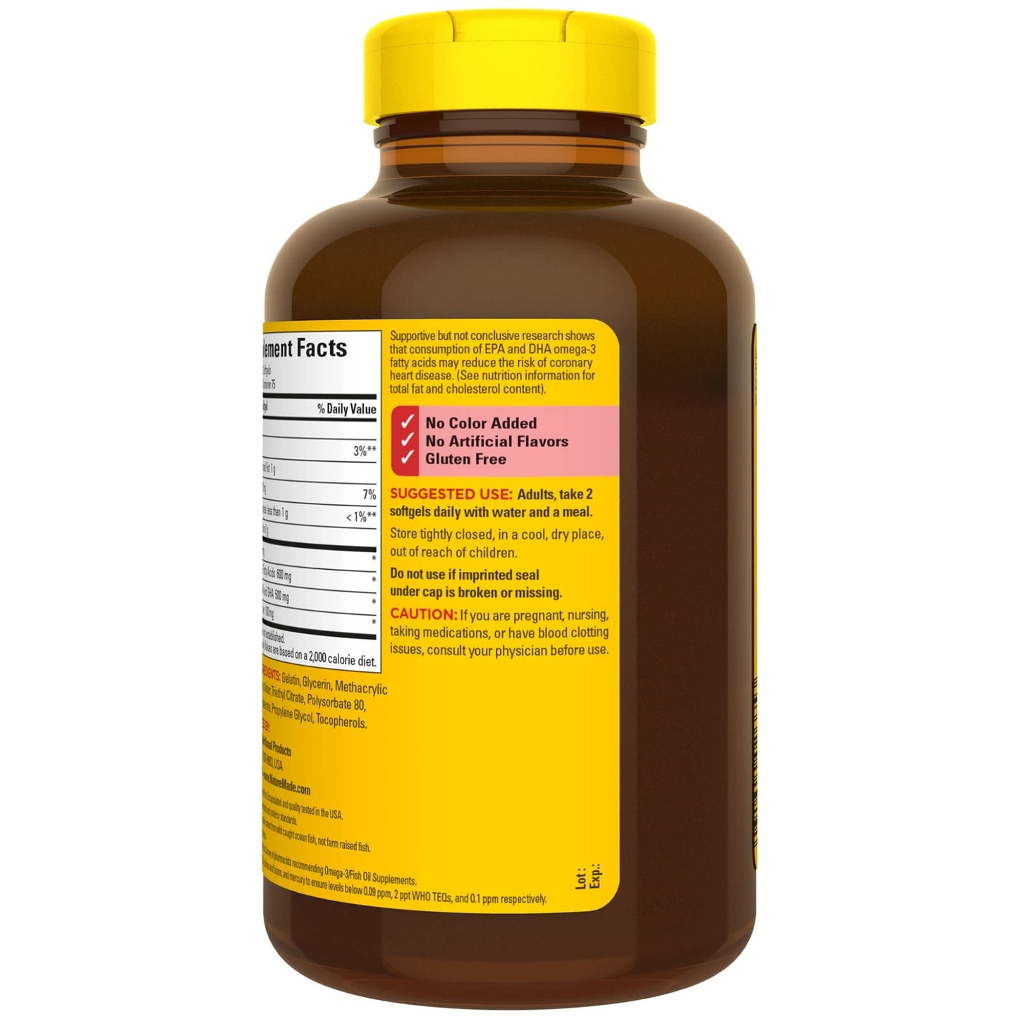 Nature Made Burpless Omega 3 Fish Oil Softgels - 1000mg for Heart Health, 150 Softgels, 75 Day Supply