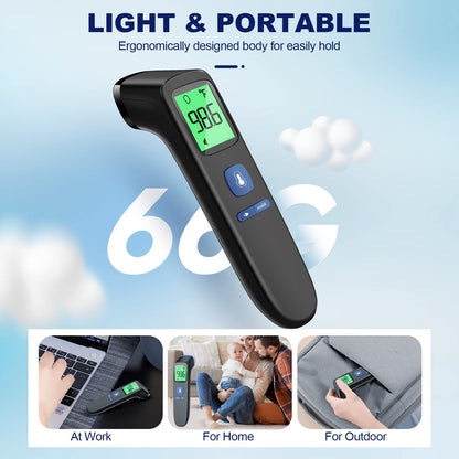 Non-Contact Thermometer for Adults and Kids, FSA eligible, Accurate & Easy to use Baby Thermometer, 1 Second Result, Mute Mode, Color-Coded Screen (Black)