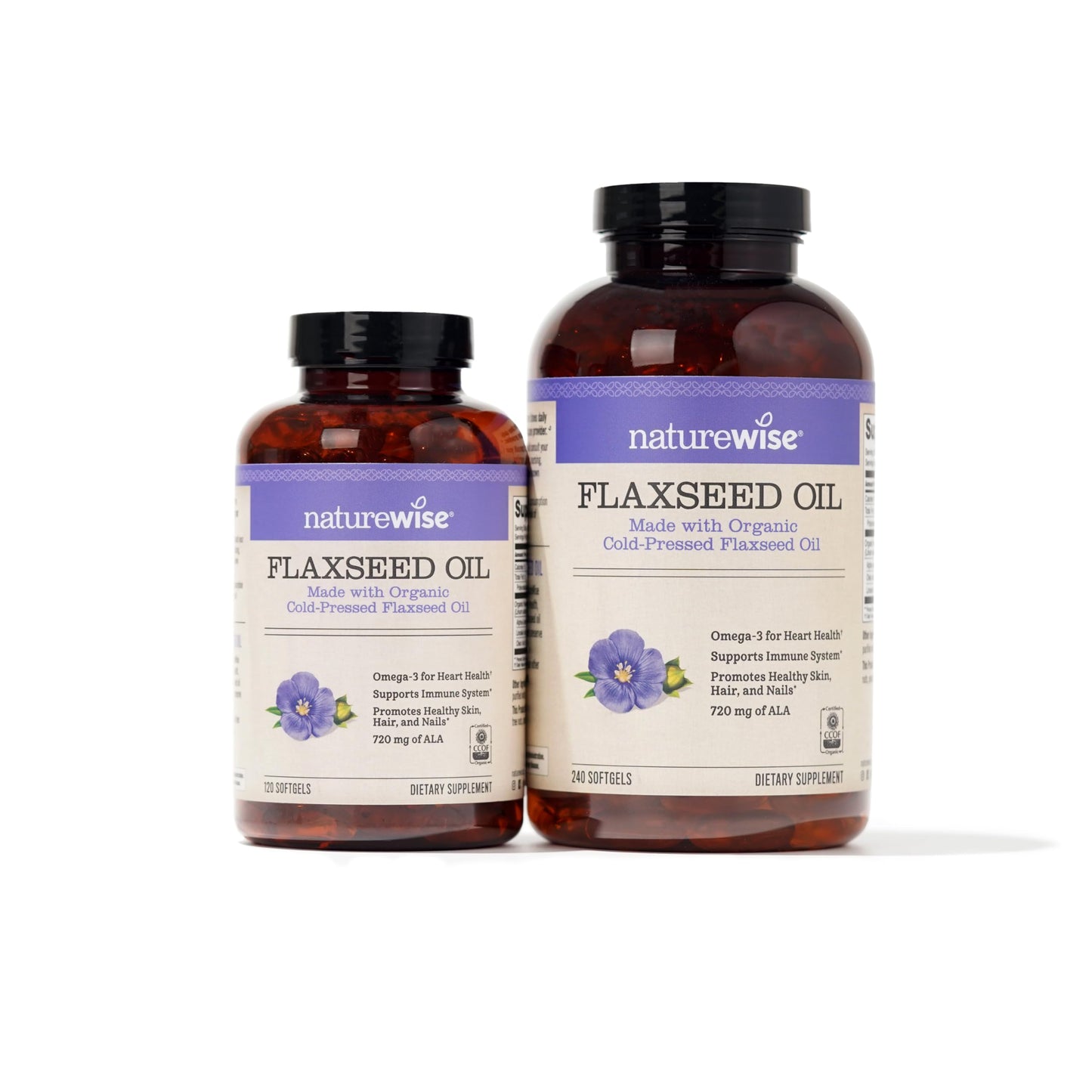 NatureWise Flaxseed Oil 1200mg Softgels with 720mg ALA, Omega 3 6 9, Supplement for Heart Health - Made with Organic, Cold Pressed Flaxseed Oil, Fish Free Omega, Non-GMO - 120 Softgels[2-Month Supply]