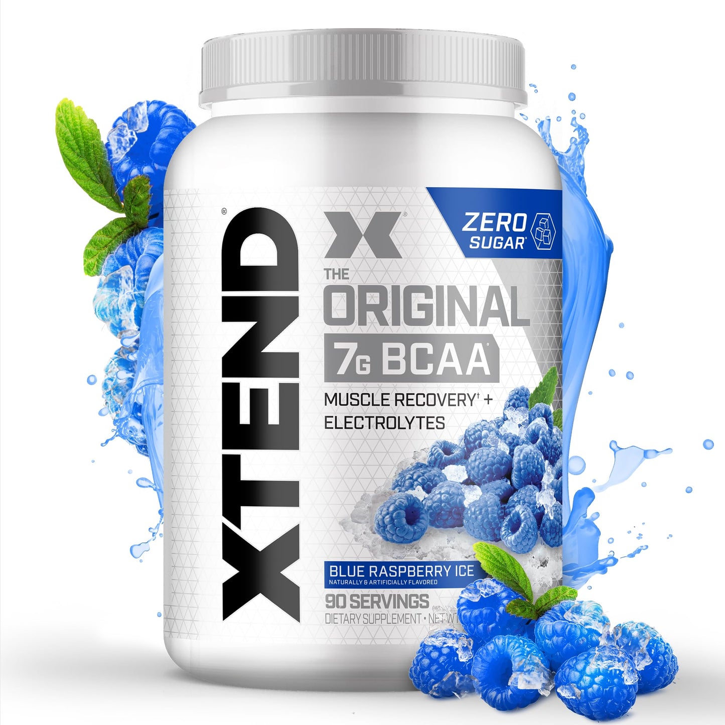XTEND Original BCAA Powder Blue Raspberry Ice | Sugar Free Post Workout Muscle Recovery Drink with Amino Acids | 7g BCAAs for Men & Women | 90 Servings