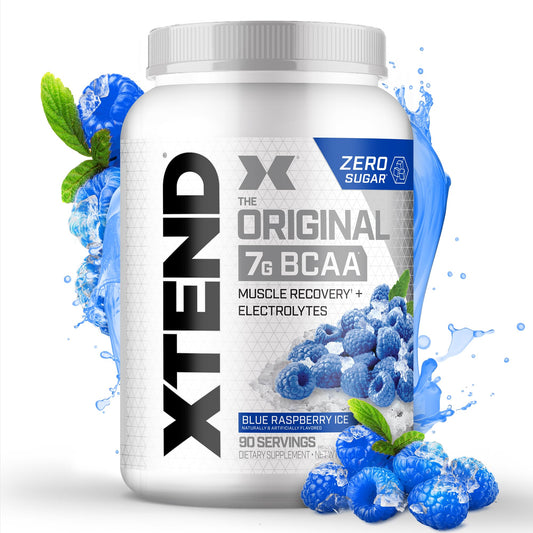 XTEND Original BCAA Powder Blue Raspberry Ice | Sugar Free Post Workout Muscle Recovery Drink with Amino Acids | 7g BCAAs for Men & Women | 90 Servings