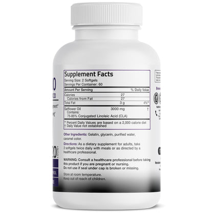 Bronson CLA 3000 Extra High Potency Supports Healthy Weight Management Lean Muscle Mass Non-Stimulating Conjugated Linoleic Acid 120 Softgels