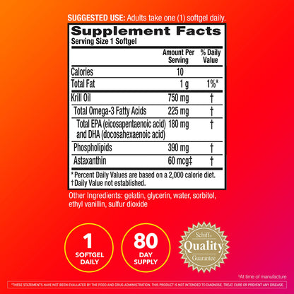MegaRed Ultra Strength Krill Oil Omega 3 Supplement, 750mg Krill Oil – EPA & DHA & Antioxidant Astaxanthin for Heart Health, 80 Softgels, No Fish Oil Aftertaste