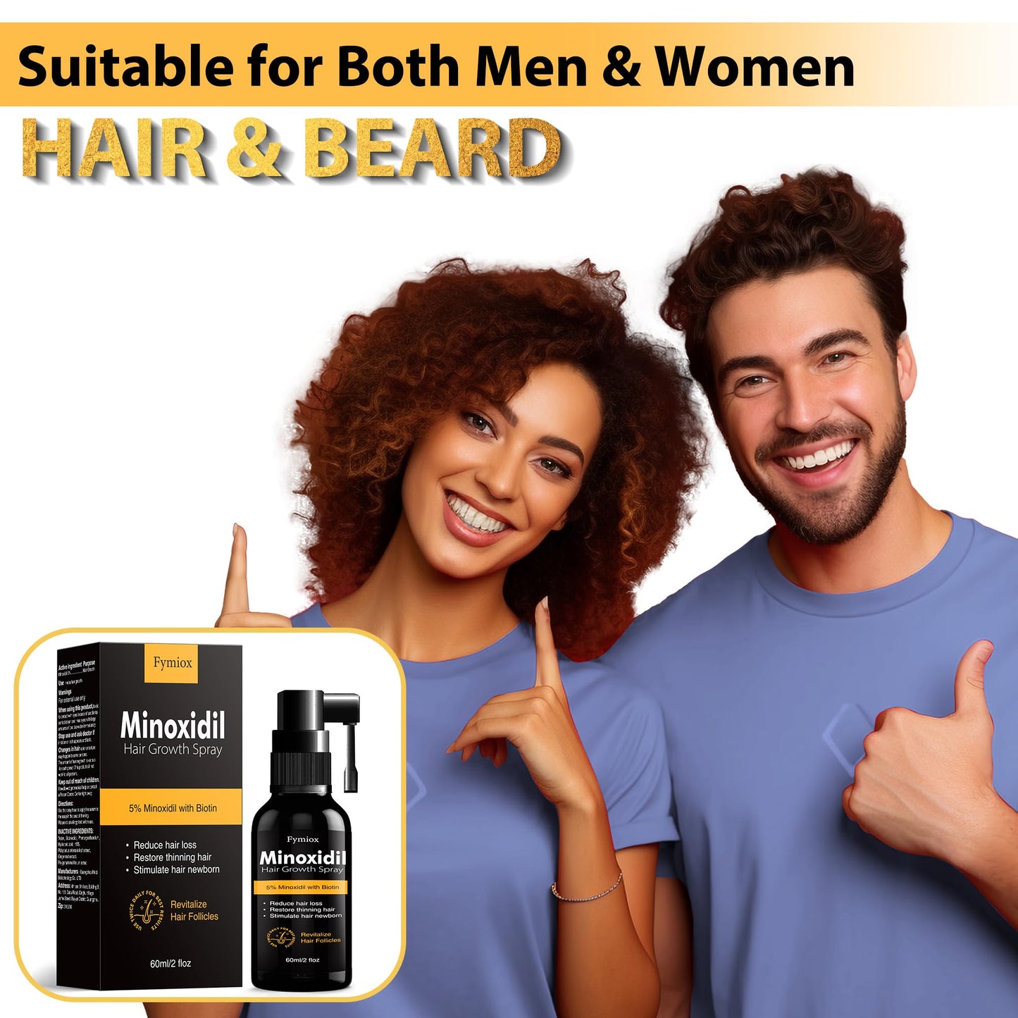 5% Minoxidil for Men and Women Hair Growth Oil, Minoxidil 5 Percent Spray, Biotin Hair Growth Serum, Natural Hair Regrowth Treatment for Hair Loss Hair Thinning, Thicker Fuller Healthier Hair 60ml