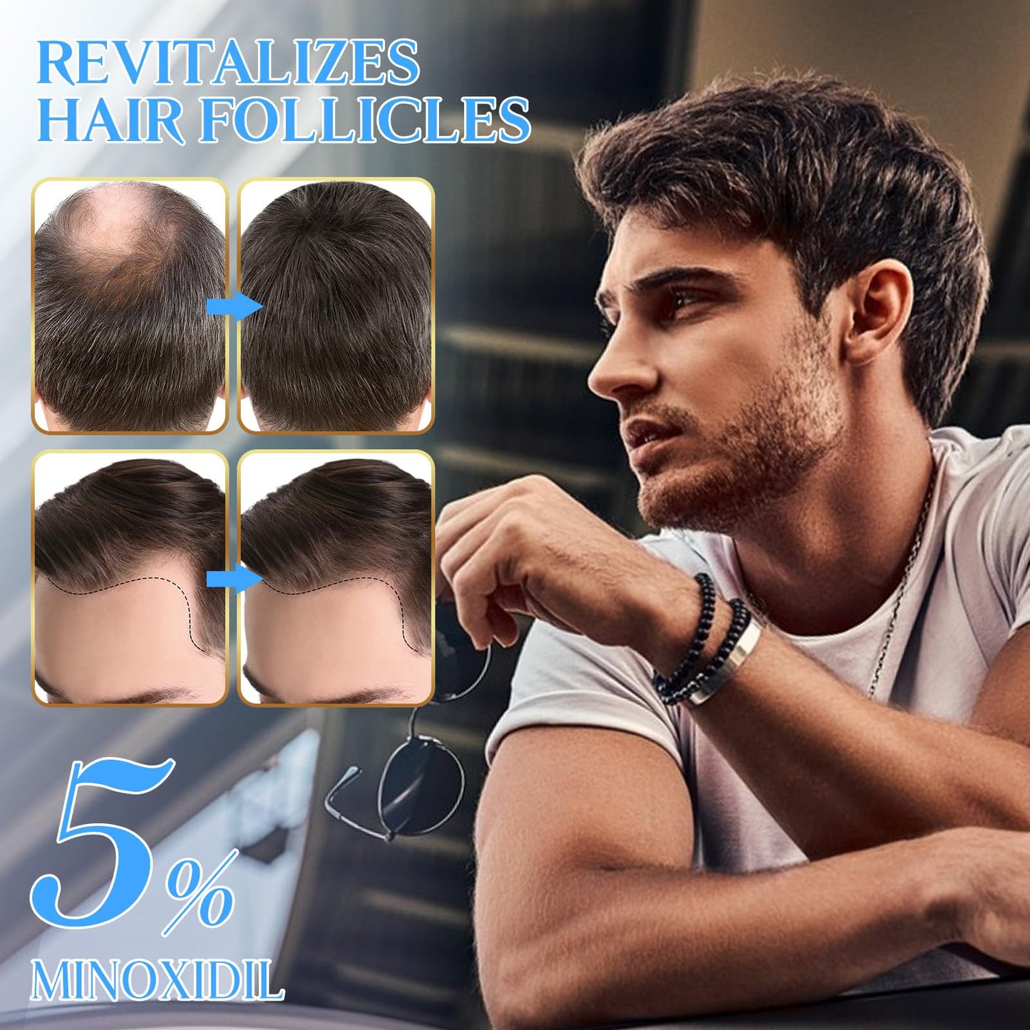5% Minoxidil Hair Growth Spray for Hair and Beard Regrowth & Restore Thinning and Weak Hair,Nursing Scalp Help Regrow Hair Reduce Hair Damage and Dair loss, for Men and Women,2.02 OZ
