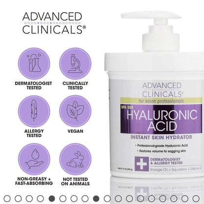 Advanced Clinicals Hyaluronic Acid Body Lotion & Face Moisturizer W/Vitamin E | Hydrating Dry Skin Firming Lotion Minimizes Look Of Wrinkles, Stretch Marks, & Crepey Skin | Skin Care Products, 2pc