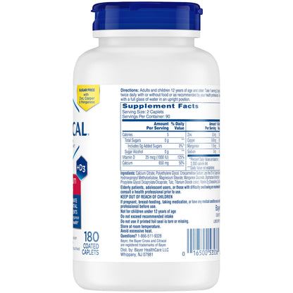 Citracal Maximum Plus, 650 mg Calcium Citrate, easily absorbed and highly soluble with 25 mcg (1000 IU) Vitamin D3, Bone Health Support, Calcium Supplement for Ages 12+, 180 Count