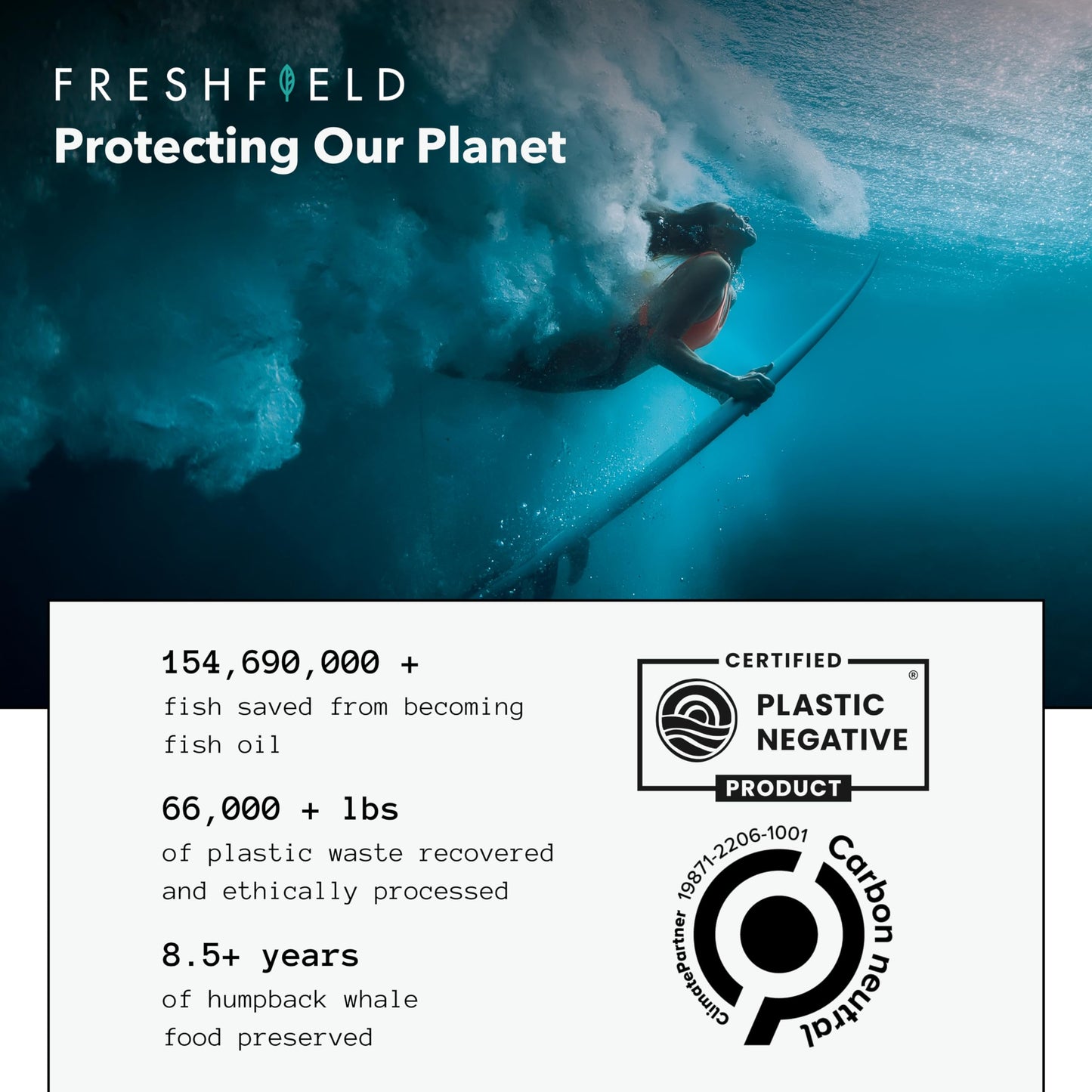 Freshfield Vegan Omega 3 DHA: Sustainably Sourced, Premium, Carrageenan Free, Compostable Bottle, Fish Oil Replacement, Carbon Neutral. Supports Heart, Brain, Joint Health w/DPA (60)