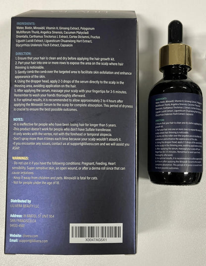 5% Minoxidil for Men and Women Kit, Hair Growth Serum, Minoxidil 5 Percent for Hair Loss, Hair Regrowth Treatment for Thicker Fuller Hair, Minoxidil for Hair Growth, Hair Loss Treatments, 60ML