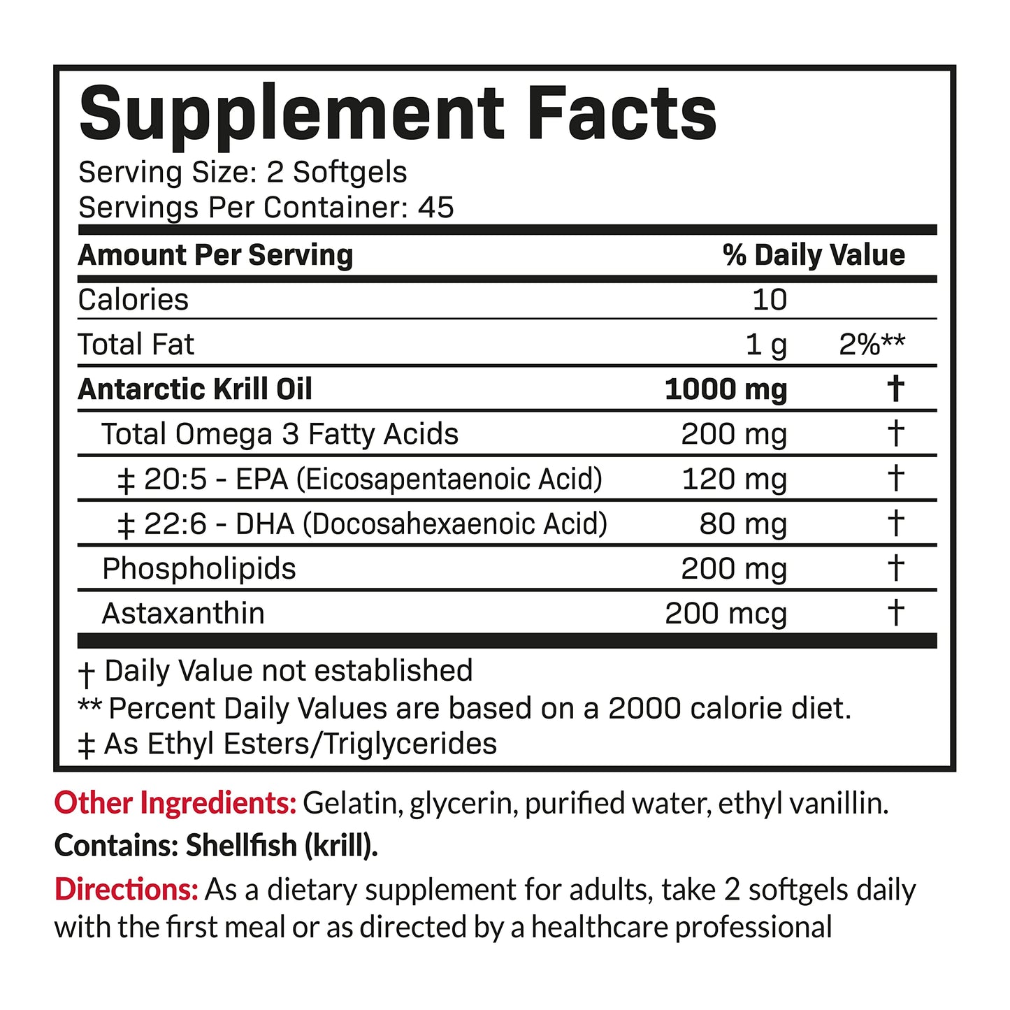 Futurebiotics Antarctic Krill Oil 1000mg with Omega-3s EPA, DHA, Astaxanthin and Phospholipids - Premium Krill Oil Heavy Metal Tested, Non GMO – 90 Softgels (45 Servings)