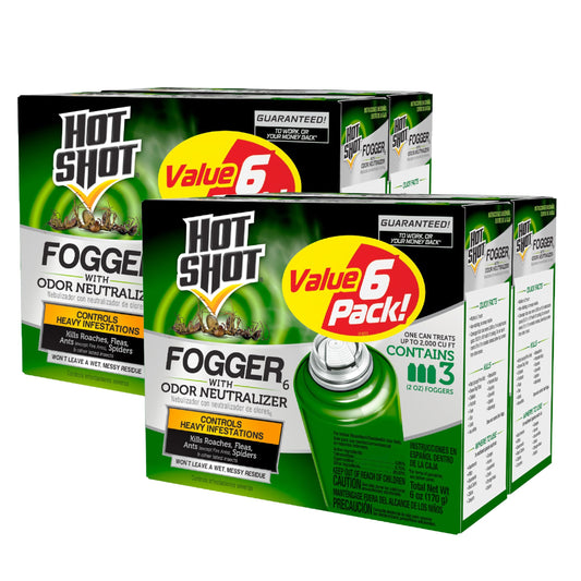 Hot Shot Fogger With Odor Neutralizer, Kills Roaches, Ants, Spiders & Fleas, Controls Heavy Infestations, 3 Count, 2 Ounce Pack of 2
