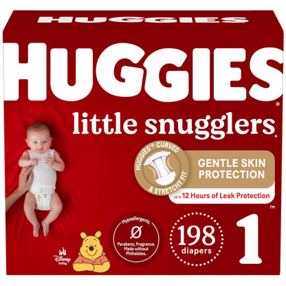 Huggies Size 1 Diapers, Little Snugglers Diapers, Size 1 (8-14 lbs), 198 Ct (6 packs of 33)