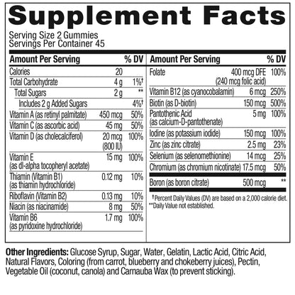OLLY Women's Multivitamin Gummy, Vitamins A, D, C, E, Biotin, Folic Acid, Adult Chewable Vitamin, Berry Flavor, 45 Day Supply - 90 Count (Packaging May Vary)