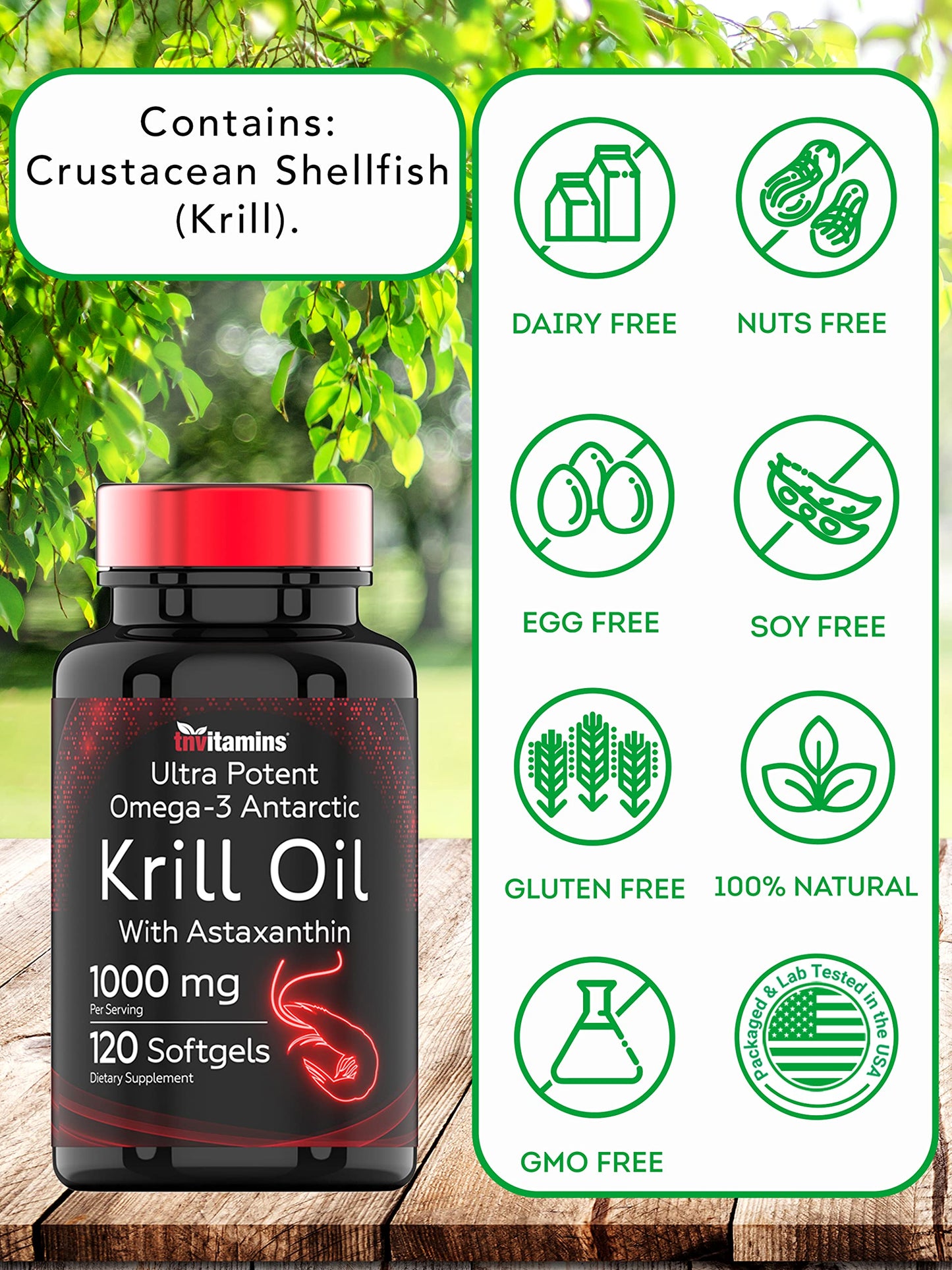 Antarctic Krill Oil 1000mg x 120 Softgels with Astaxanthin | 1000mg Krill Oil, 200 mg Phospholipids, 120 mg EPA, 80 mg DHA, 200 mcg Astaxanthin | Ultra Potent & Pure Omega-3 Cold Water Antarctic Krill