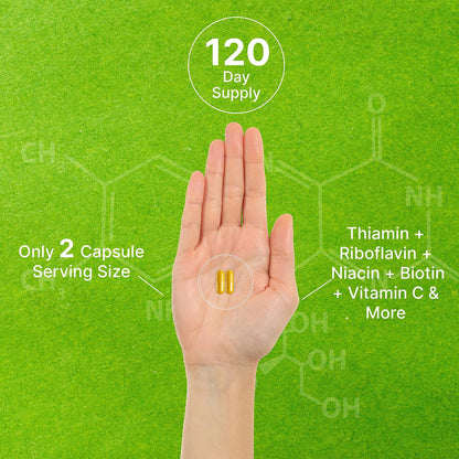 Bioactive Vitamin B Complex | 240 Veggie Capsules - Methylated B Vitamins & Esterified Vitamin C, High Potency & Easy Absorption – Immune, Energy, & Metabolism Supplement – Non-GMO, Vegan